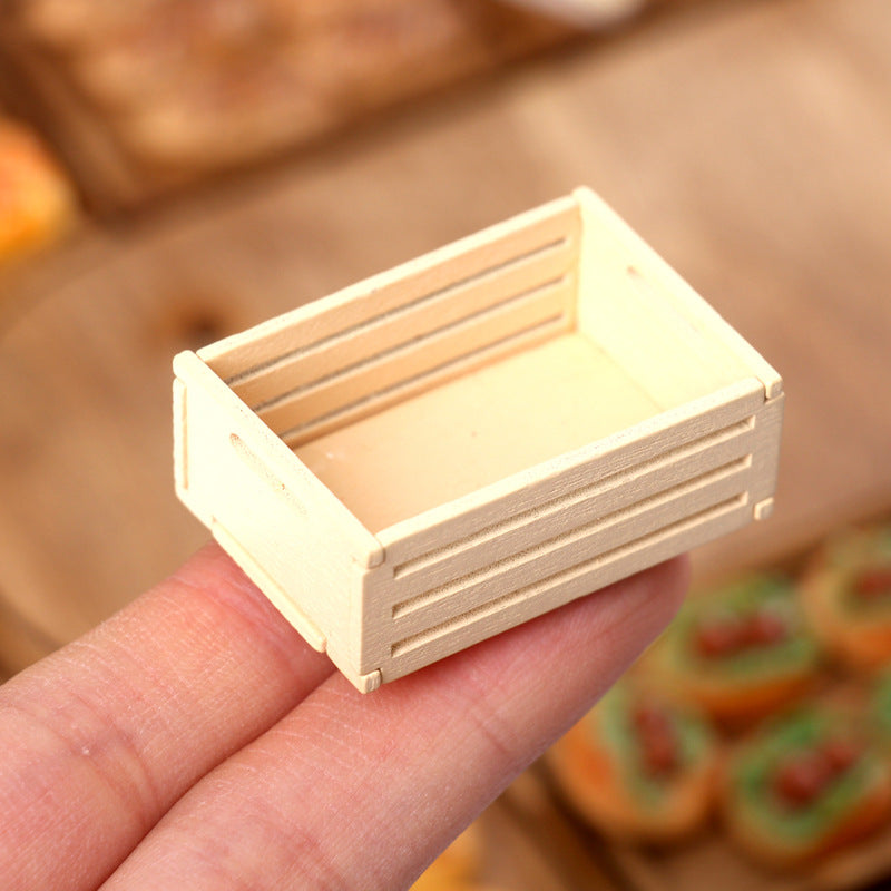 Mini Fruit Wooden Frame Storage Box Organizer Basket Dollhouse Miniature Scene Decoration