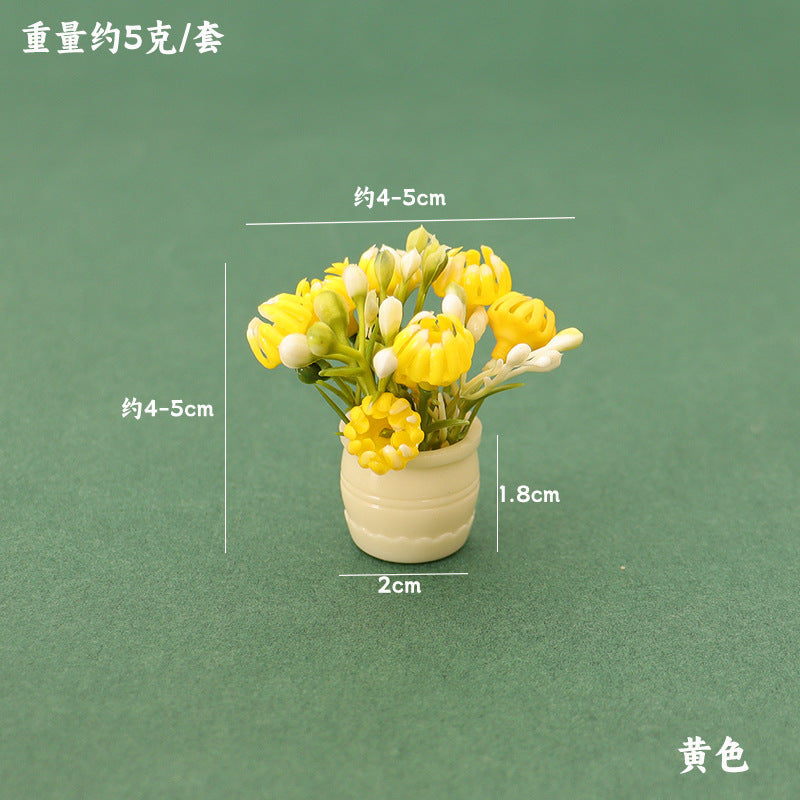 Dollhouse Miniature Plant Pot with Colorful Floral