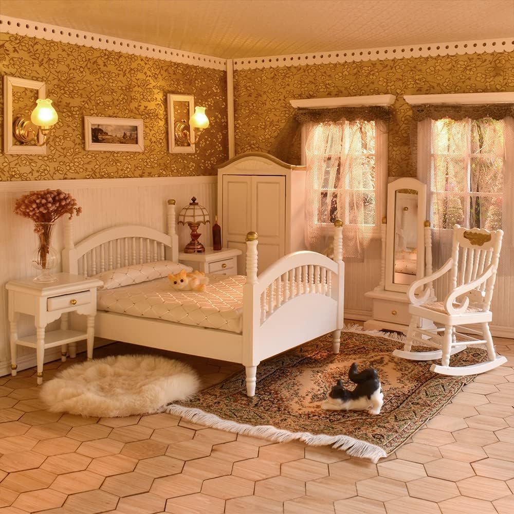Victorian Dollhouse Furniture 1/12 Scale, Brewster Dollhouse Bedroom Furniture Set