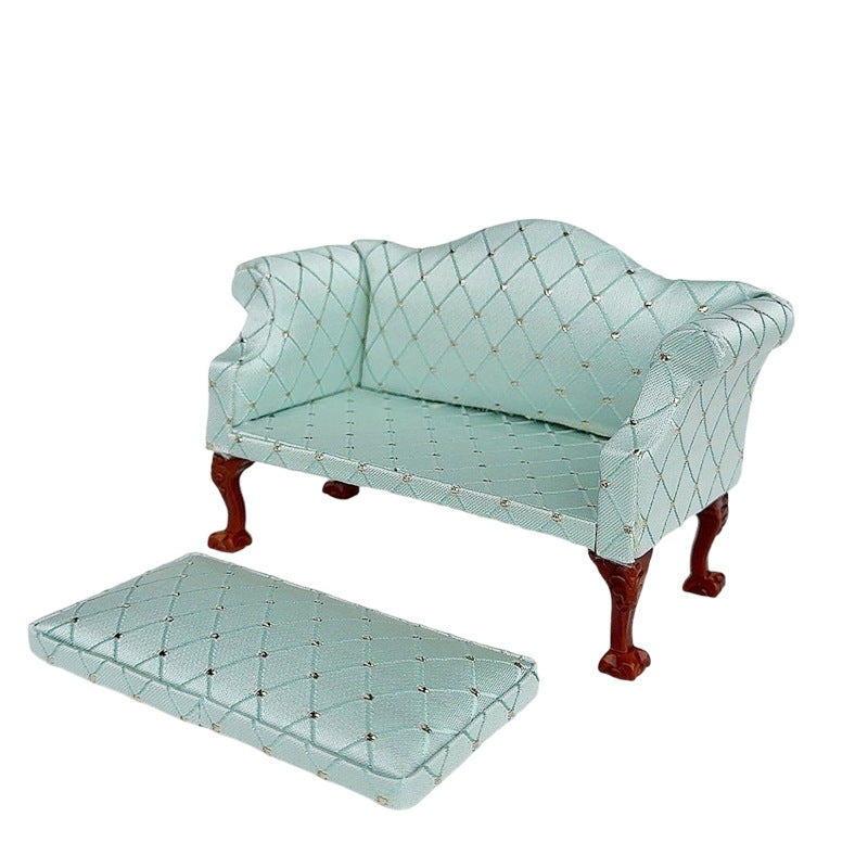1:12 Dollhouse Living Room Scene Diamond Sofa Single Double Chair Sofa