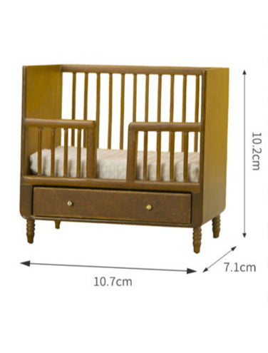 1:12 Dollhouse Furniture Children's Room Wooden Guardrail Bed