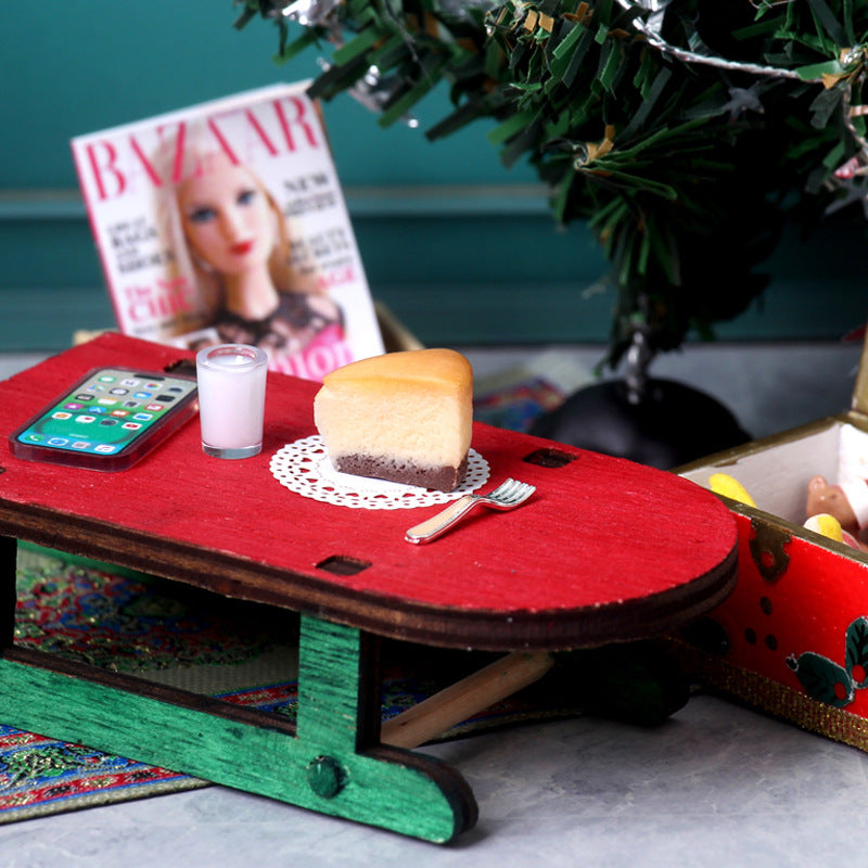 Christmas Coffee Table Simulation Handmade Cheesecake Dollhouse Miniature Food