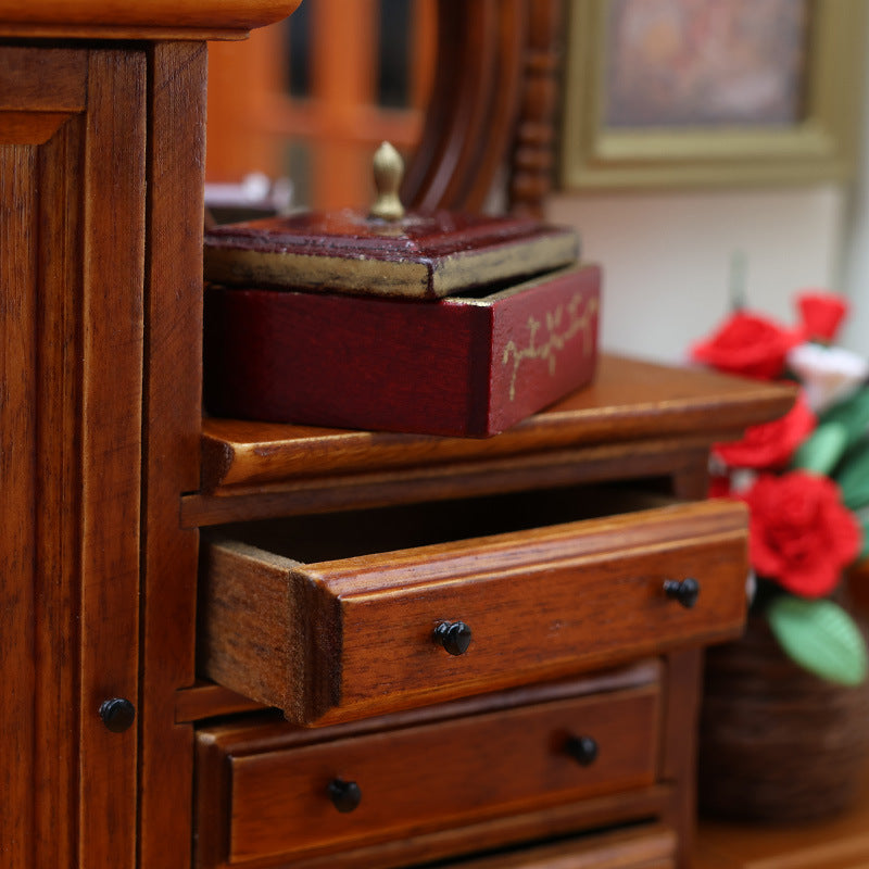 1:12 Dollhouse wooden  Decoration European Style Storage Dressing Cabinet