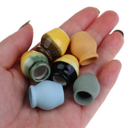 112 Dollhouse Miniature Furniture Set Plain Color Half Glazed Vase 6pcs