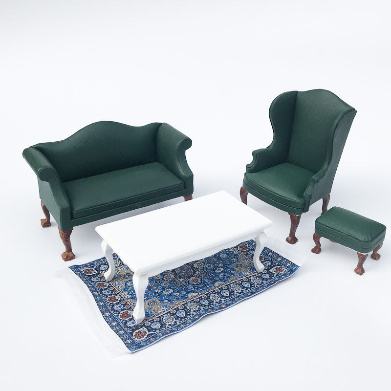 1:12 Dollhouse Mini Furniture Model Gift Single and Double Leather Sofa with Footrest