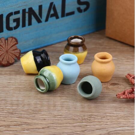 112 Dollhouse Miniature Furniture Set Plain Color Half Glazed Vase 6pcs