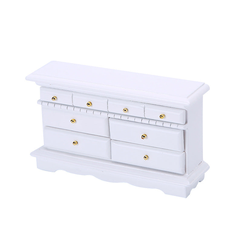 1:12 Dollhouse Mini Furniture DIY Wooden Cabinet TV Cabinet Chest of Drawers Bedside Cabinet Miniature Model