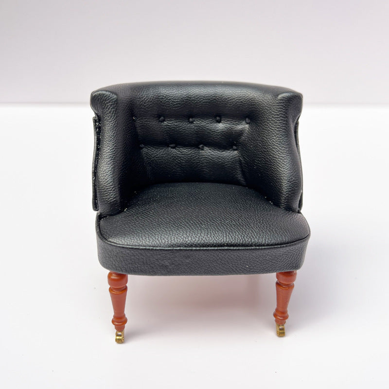 1:12 Dollhouse Furniture Living Room Model Leather Sofa Backrest Chair Wheelchair