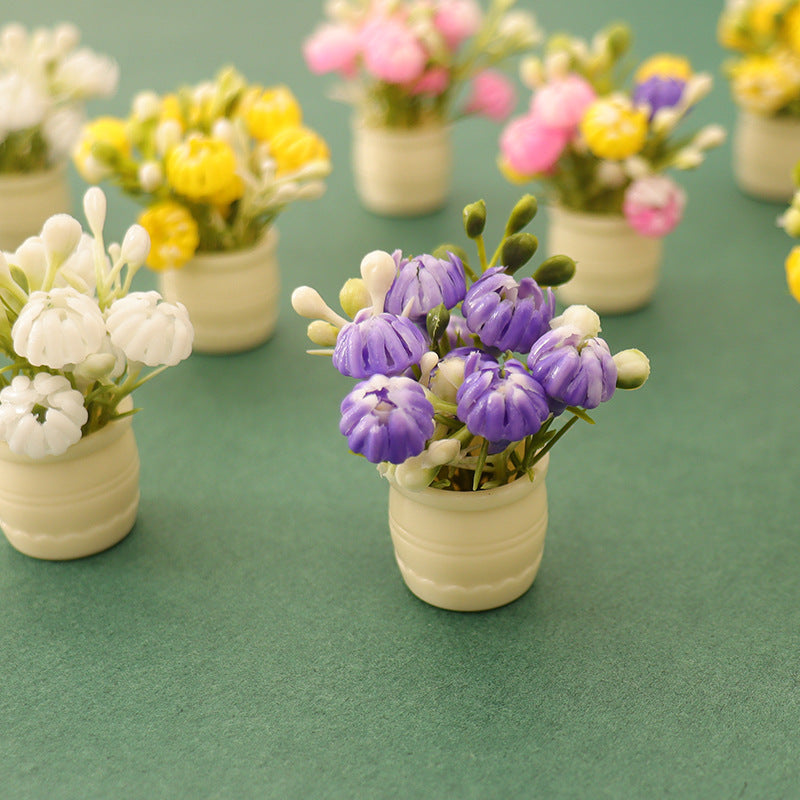 Dollhouse Miniature Plant Pot with Colorful Floral