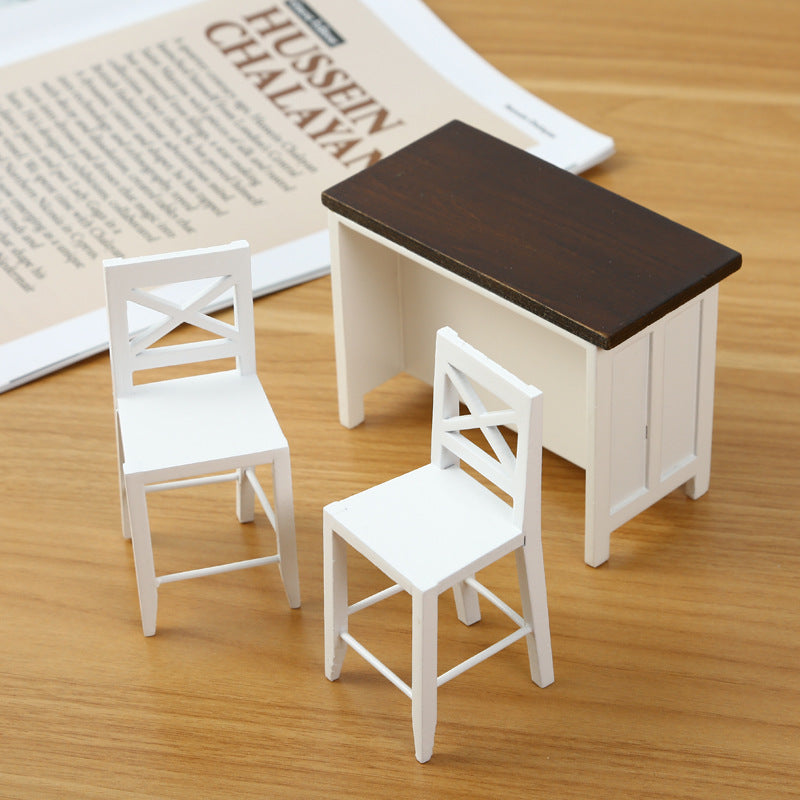 1:12 Dollhouse Miniature Furniture Decoration Miniature Dining Table Chair Bar Counter