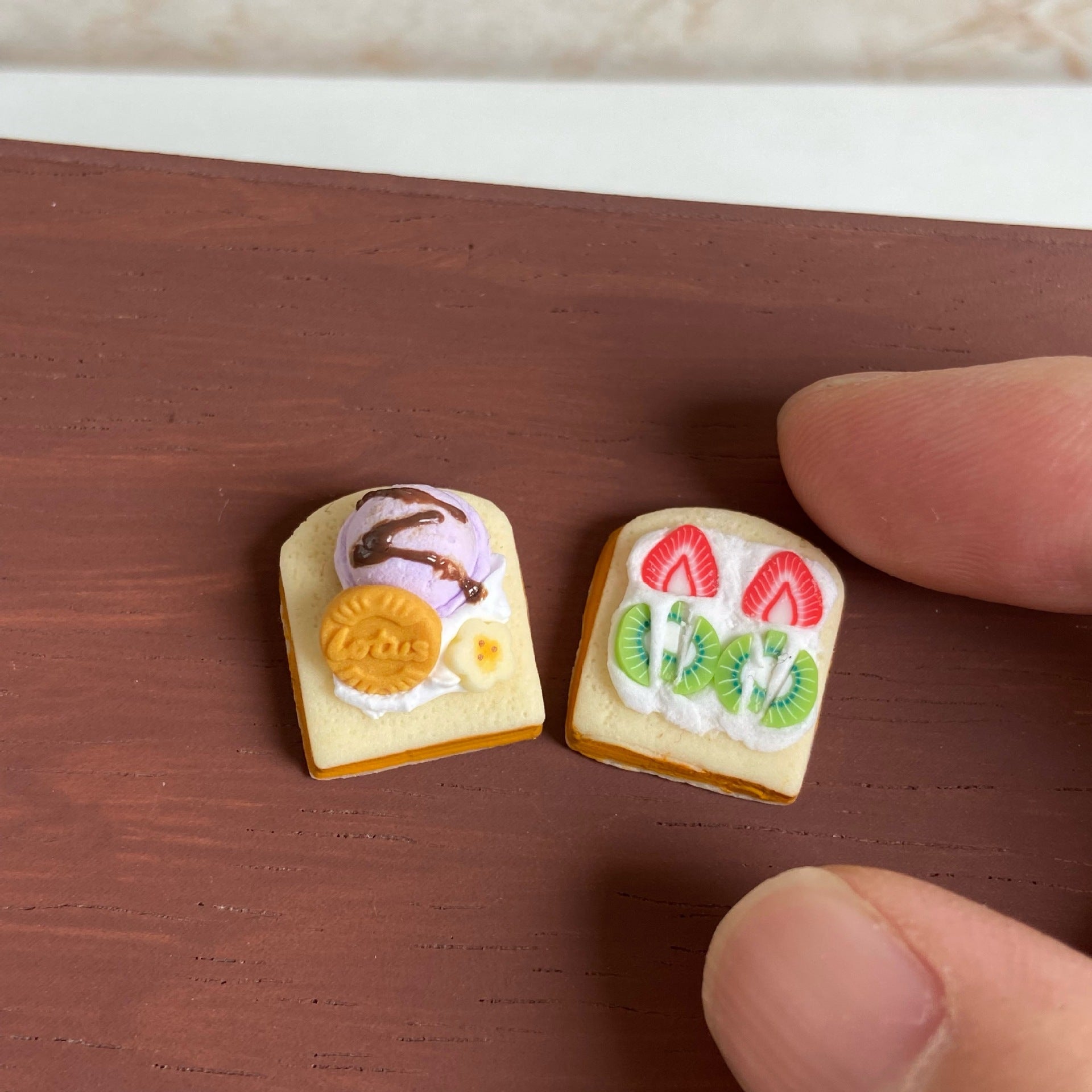 Cute Miniature Artificial Flower Ice Cream Toast Miniature Food