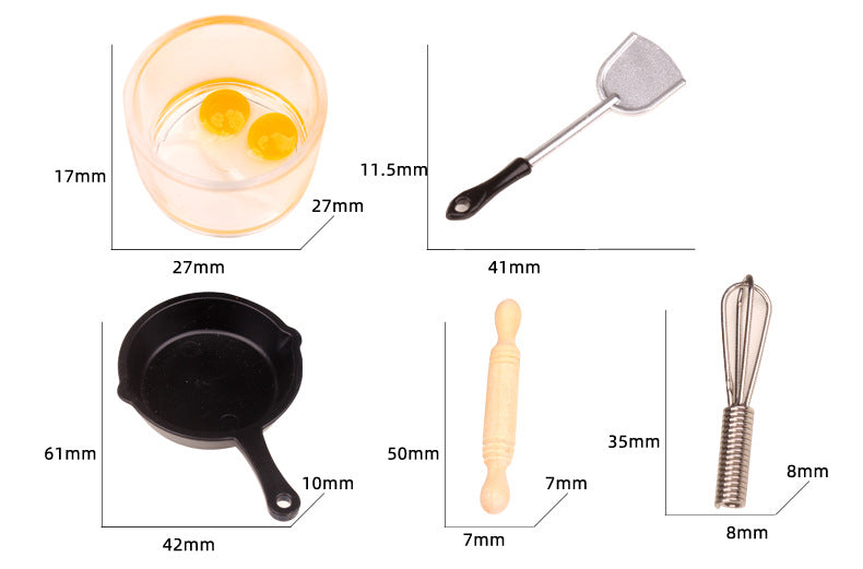 Dollhouse Simulation 3D Miniature Food Kitchen Utensils Model DIY Dollhouse Decoration Accessories Props