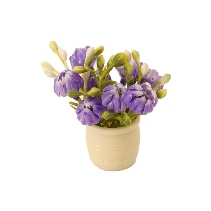 Dollhouse Miniature Plant Pot with Colorful Floral