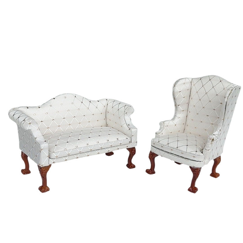 1:12 Dollhouse Living Room Scene Diamond Sofa Single Double Chair Sofa
