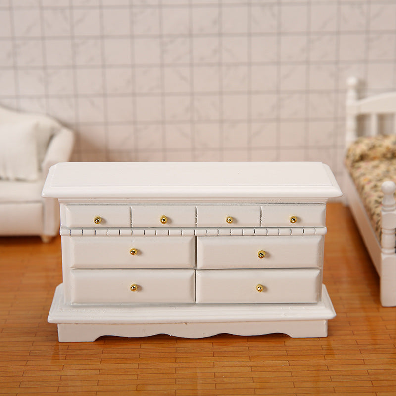 1:12 Dollhouse Mini Furniture DIY Wooden Cabinet TV Cabinet Chest of Drawers Bedside Cabinet Miniature Model