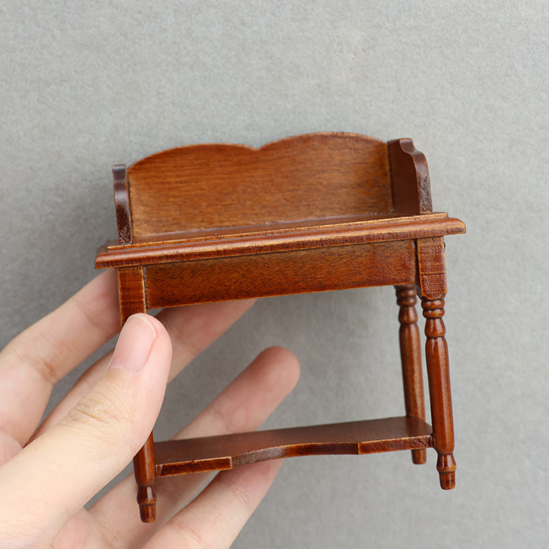1:12 Dollhouse Furniture Miniature Wooden Craft Maroon Desk Small Table