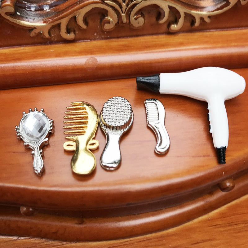 1:12 Dollhouse Accessories Dressing Tools 5-Piece Set Hair Dryer Comb
