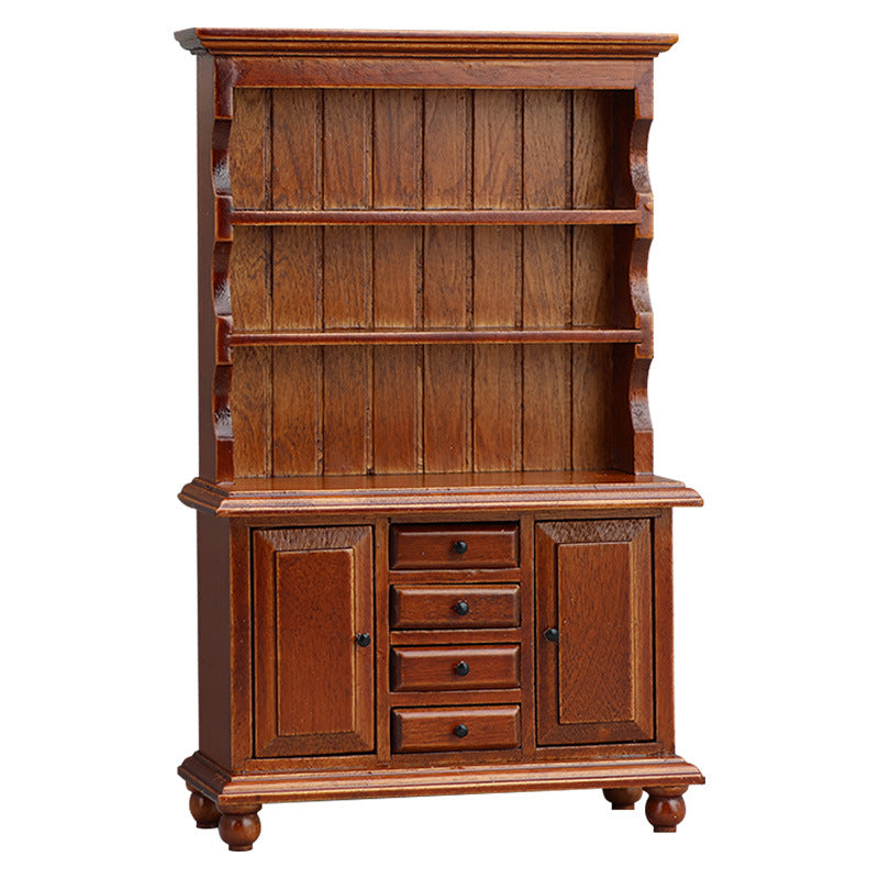 1:12 Dollhouse Miniature Wooden Furniture Double Door Drawer Display Storage Cabinet
