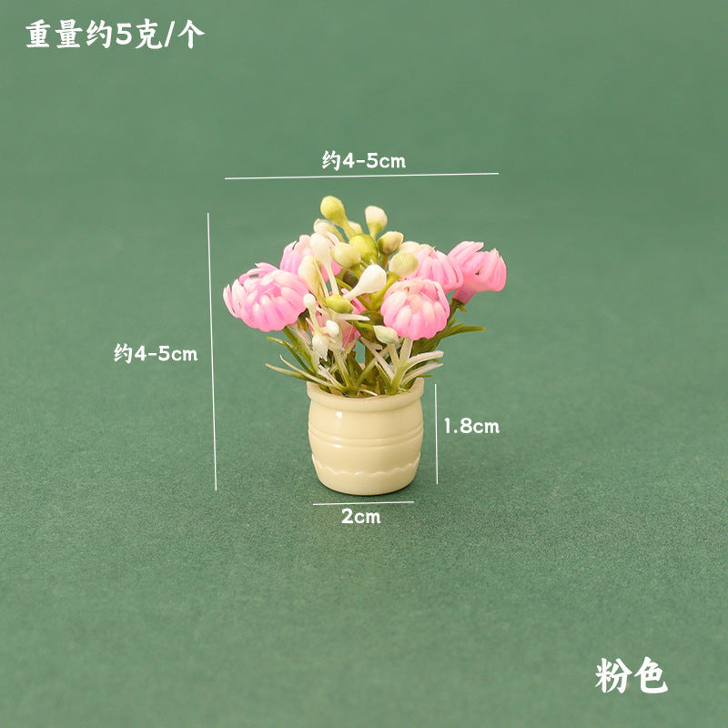 Dollhouse Miniature Plant Pot with Colorful Floral