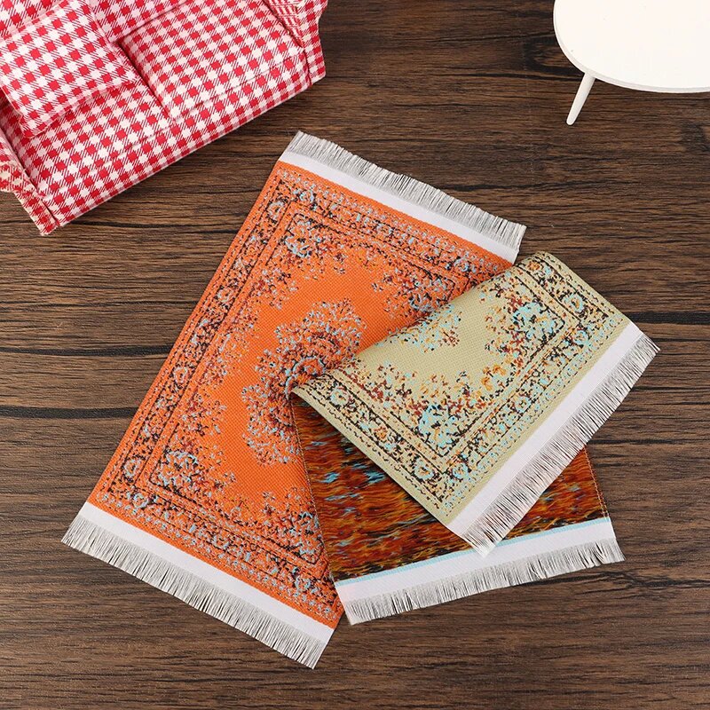 Dollhouse Mini Floor Living Room Decoration Turkish Carpet Woven Rug Handmade 4 Colors New