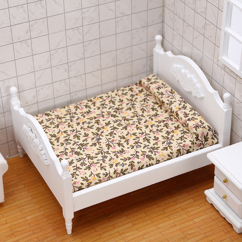 1:12 Dollhouse DOLLHOUSE Mini Furniture Small  Bedroom Scene White Double Bed Model Single Item