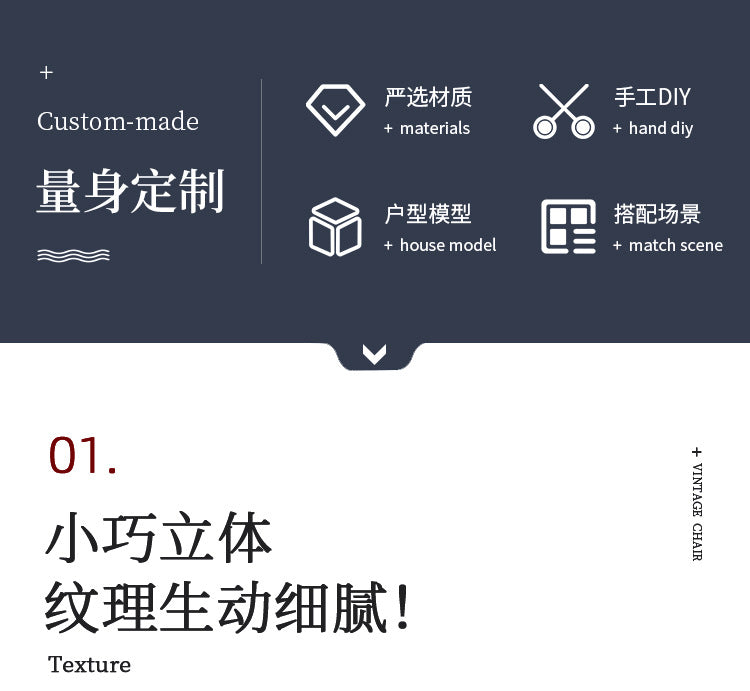 Miniature DIY Dollhouse Bedroom Dressing Table with Mirror Model Small Furniture Mini Wooden Craft Scene Ornament