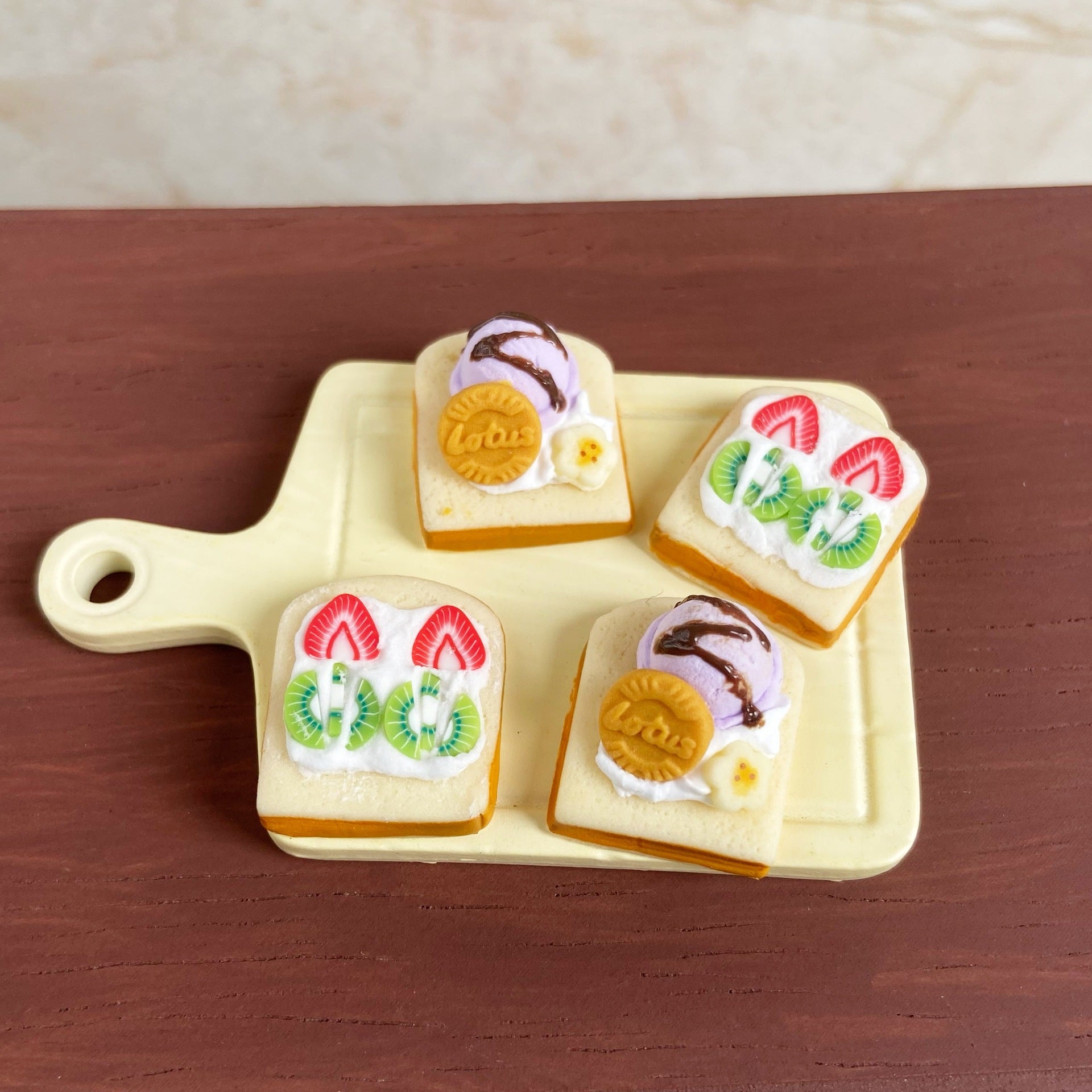 Cute Miniature Artificial Flower Ice Cream Toast Miniature Food