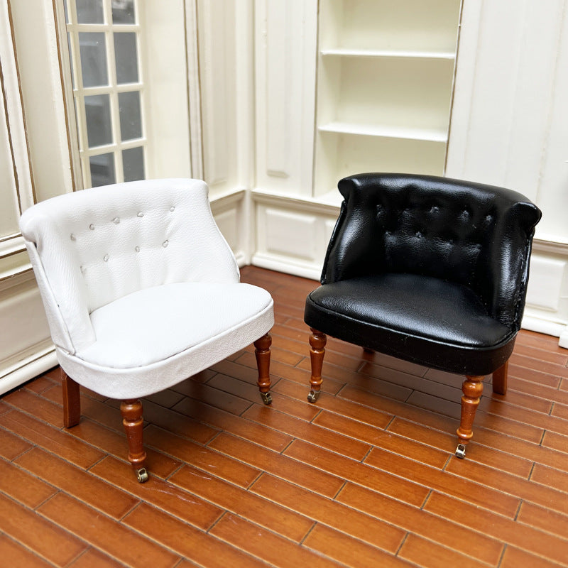 1:12 Dollhouse Furniture Living Room Model Leather Sofa Backrest Chair Wheelchair