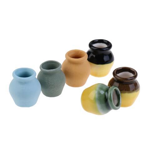 112 Dollhouse Miniature Furniture Set Plain Color Half Glazed Vase 6pcs