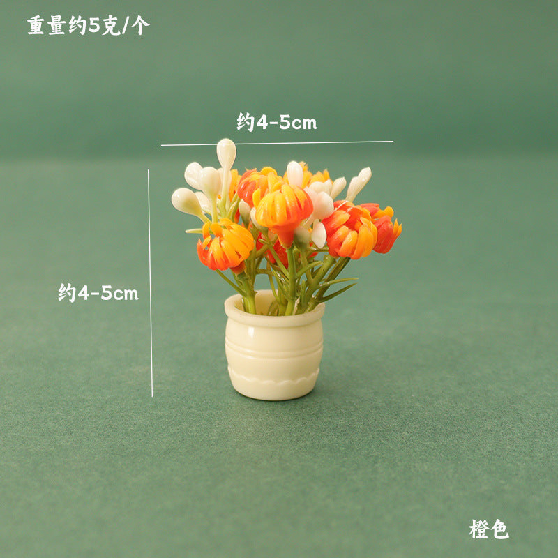 Dollhouse Miniature Plant Pot with Colorful Floral