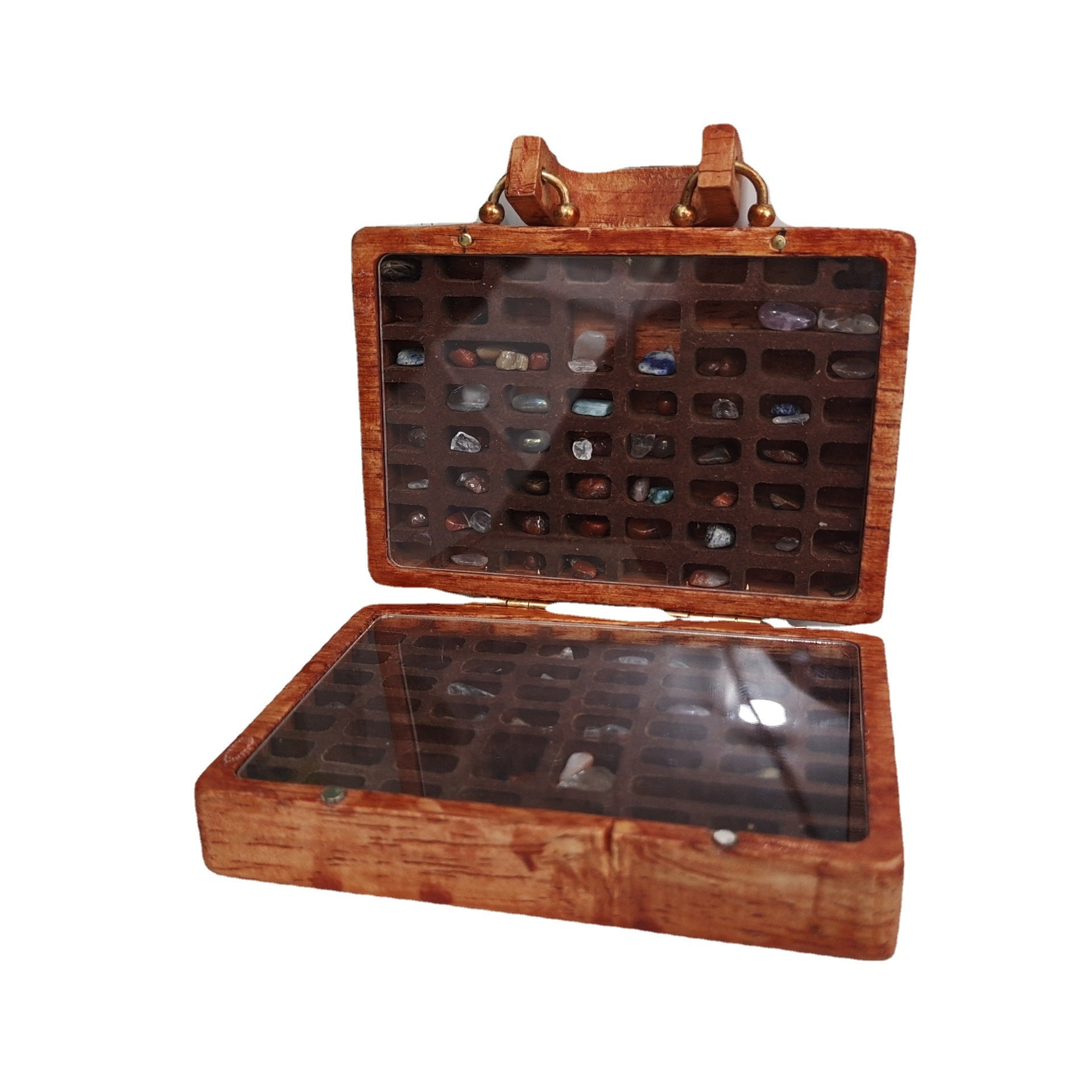 New Creative Multi-Grid Home Indoor and Outdoor Decor Crystal Embellished Wooden Ornament Natural