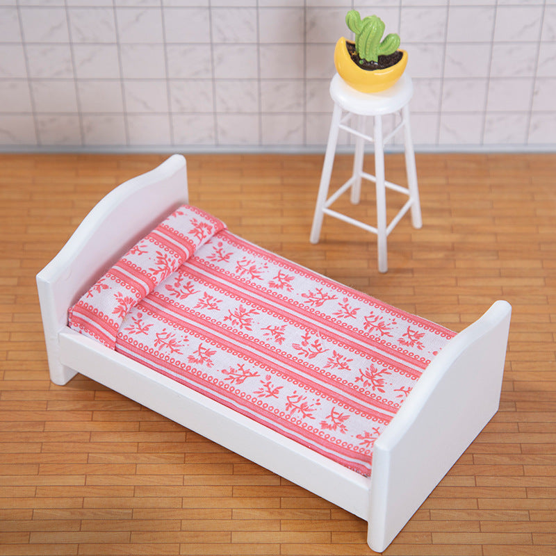 1:12 Dollhouse Furniture Bedroom Wooden Bed