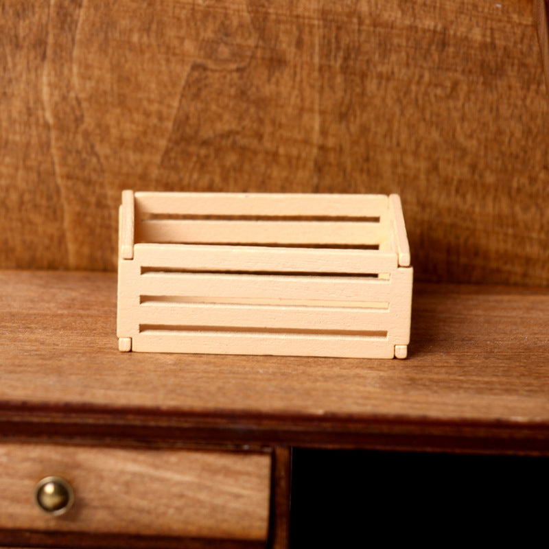 Mini Fruit Wooden Frame Storage Box Organizer Basket Dollhouse Miniature Scene Decoration
