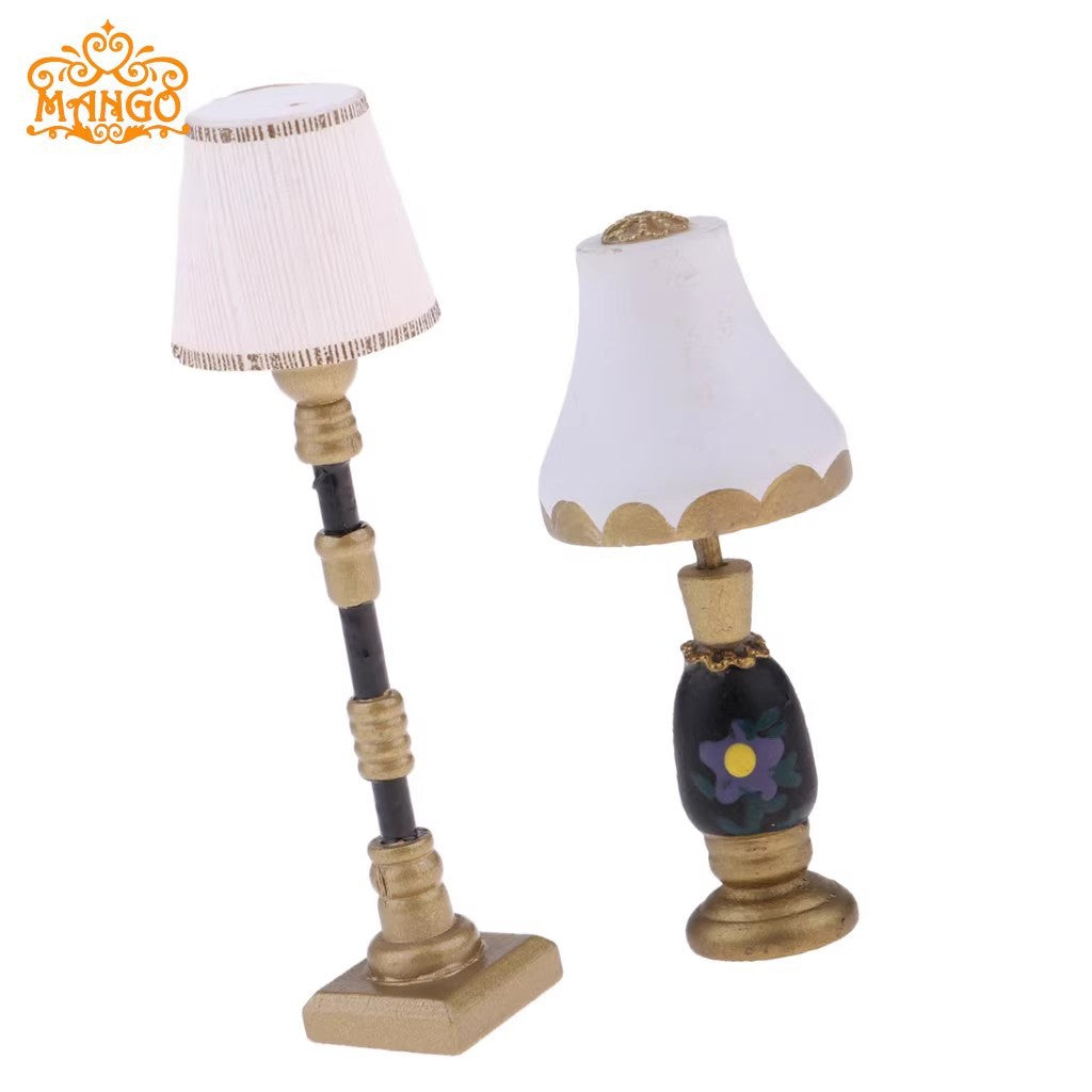 DIY 1:12 Dollhouse Miniature Model Mini Scene Props Resin Floor Lamp Table Lamp Non-Lighting