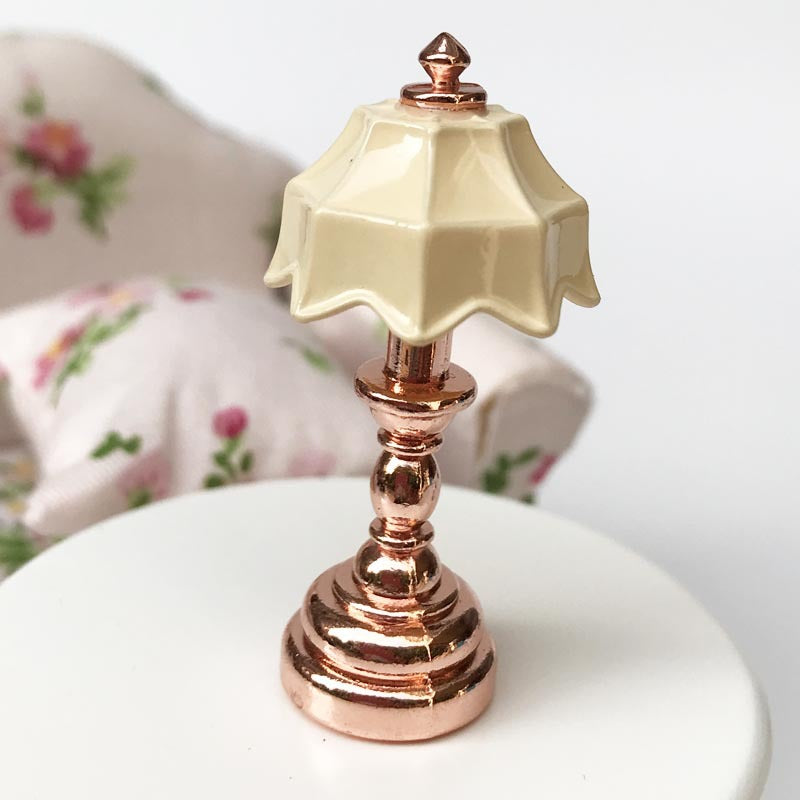 1:12 Dollhouse Miniature Model Scene OB11 Props Metal Tiffany Table Lamp Bedside Lamp