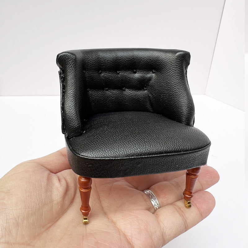 1:12 Dollhouse Furniture Living Room Model Leather Sofa Backrest Chair Wheelchair