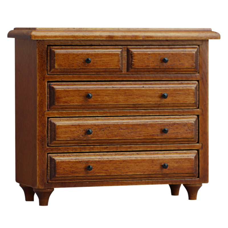 1:12 Dollhouse Miniature Furnitur Living Room Wooden Chestnut Drawer Cabinet