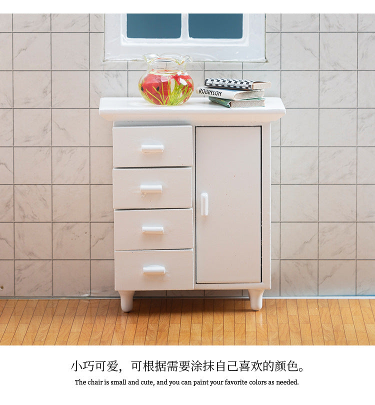 1:12 Dollhouse Miniature One Door Four Cabinets Simulation Furniture Mini Wooden Craft Ornament