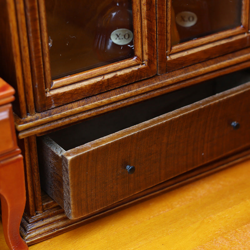 1:12 Dollhouse Furniture Living Room Wooden Storage Cabinet Vintage Chestnut Cabinet