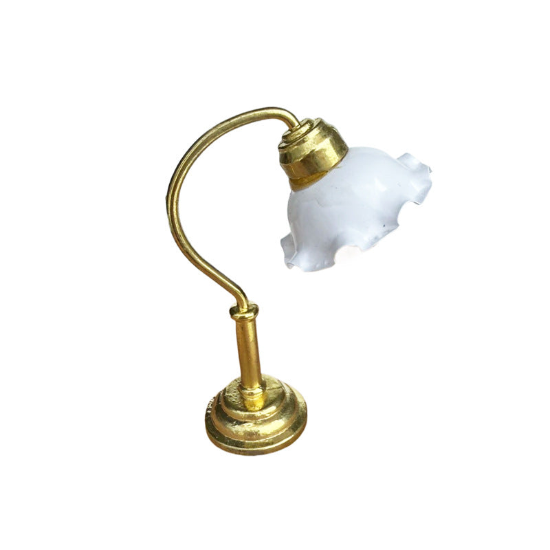 1:12 Dollhouse Miniature Gold Lace Table Lamp Bedside Lamp Non-Emitting Light