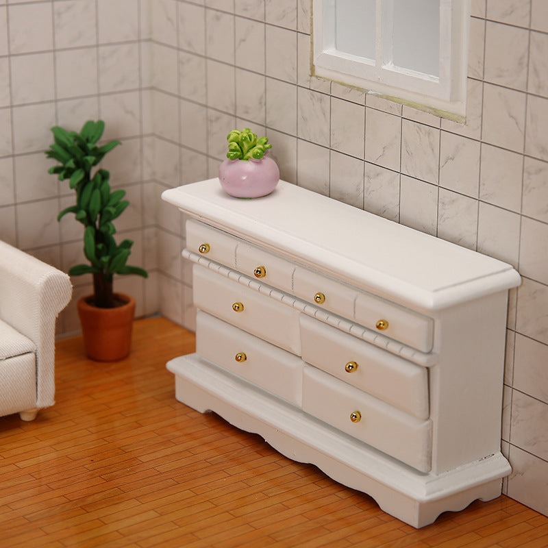 1:12 Dollhouse Mini Furniture DIY Wooden Cabinet TV Cabinet Chest of Drawers Bedside Cabinet Miniature Model