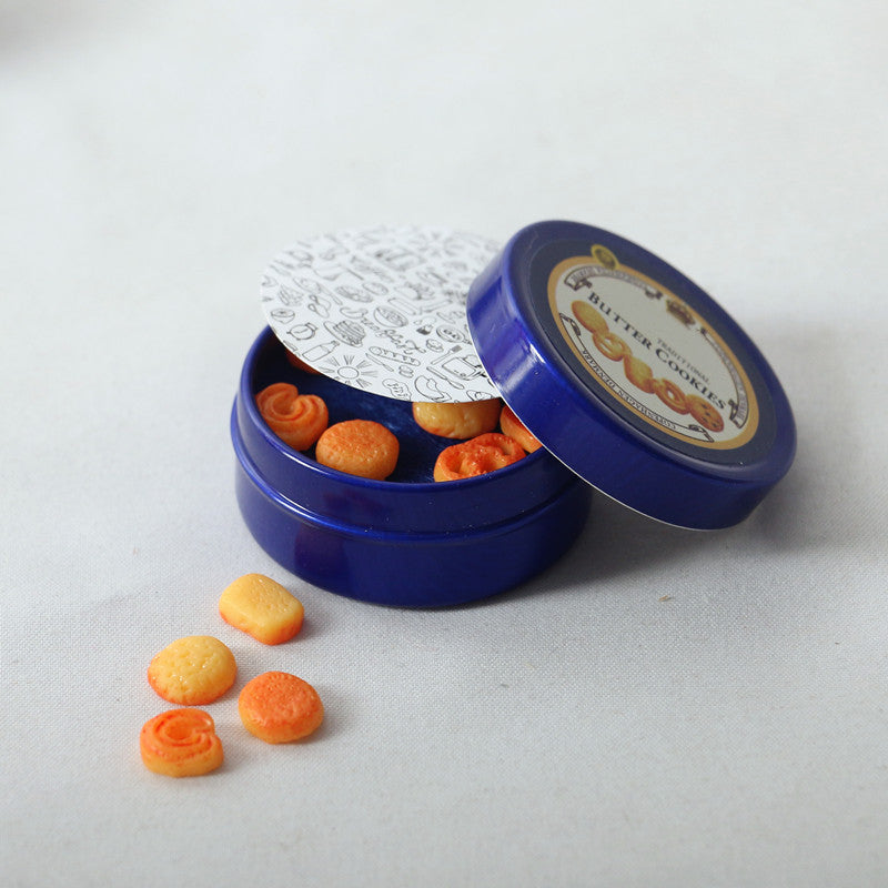 Dollhouse Doll Danish Cookies Blue Tin Box Miniature DIY Simulation Food