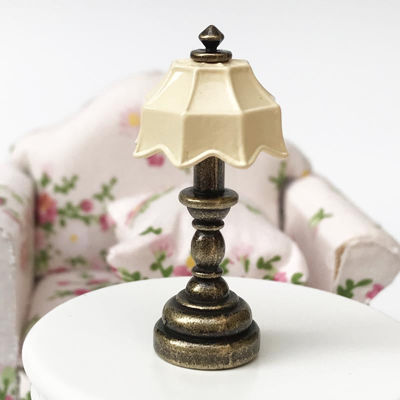 1:12 Dollhouse Miniature Model Scene OB11 Props Metal Tiffany Table Lamp Bedside Lamp