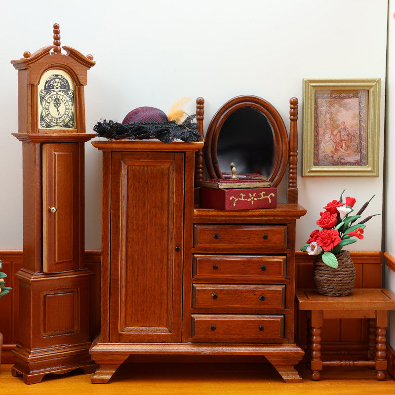 1:12 Dollhouse wooden  Decoration European Style Storage Dressing Cabinet