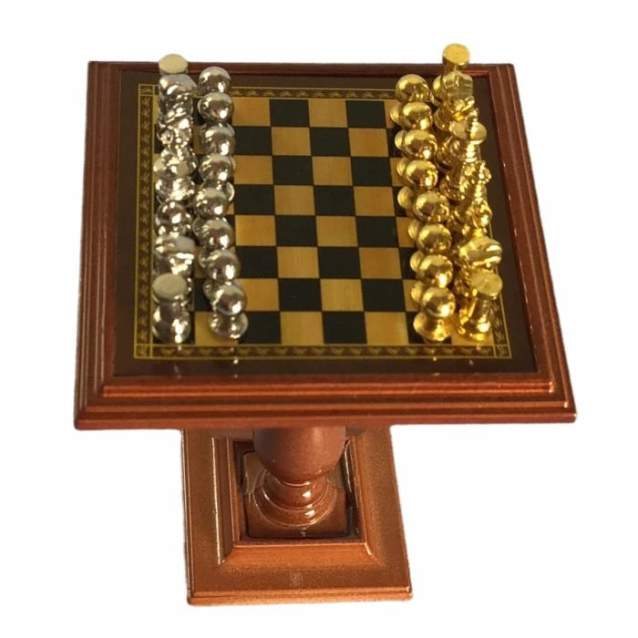 Walnut Chess Table and Chess Set