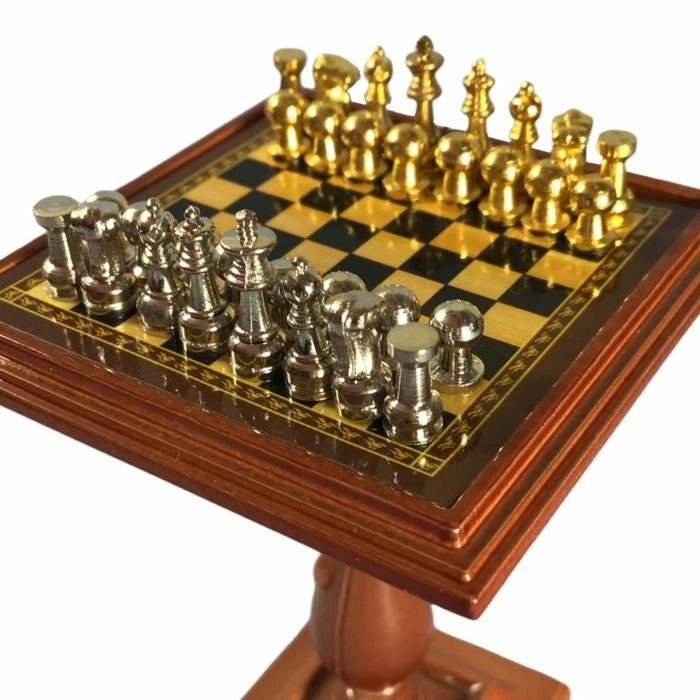 Walnut Chess Table and Chess Set