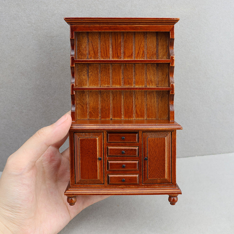 1:12 Dollhouse Miniature Wooden Furniture Double Door Drawer Display Storage Cabinet