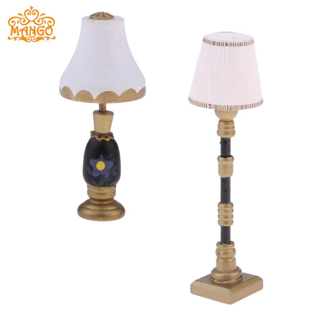 DIY 1:12 Dollhouse Miniature Model Mini Scene Props Resin Floor Lamp Table Lamp Non-Lighting