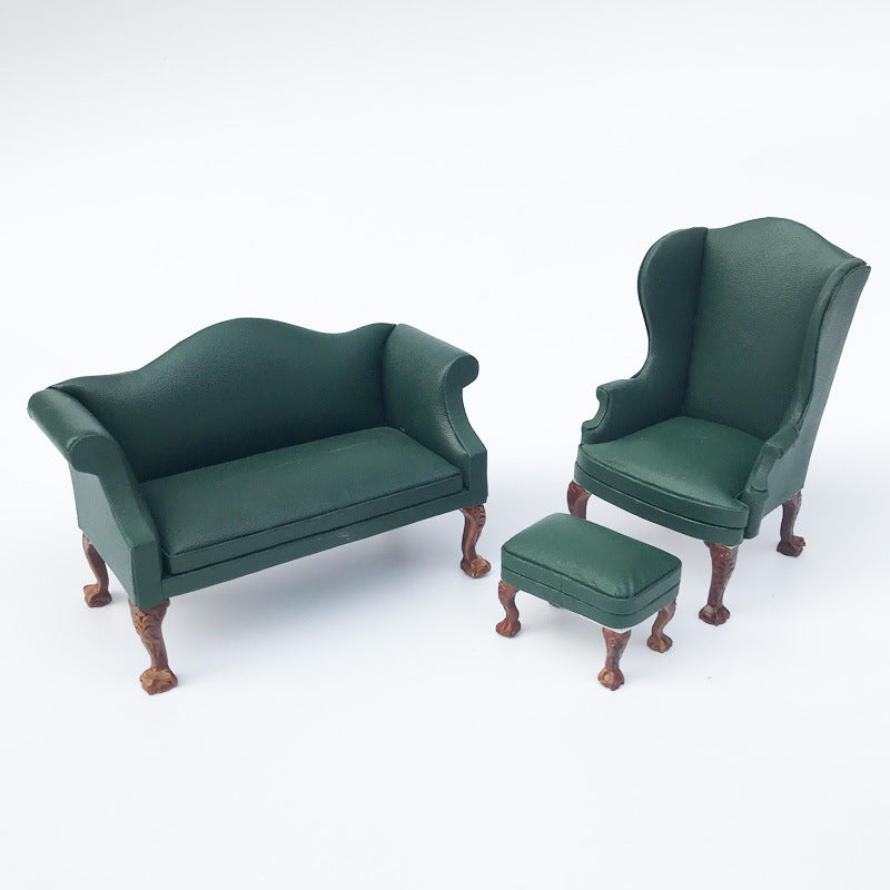1:12 Dollhouse Mini Furniture Model Gift Single and Double Leather Sofa with Footrest