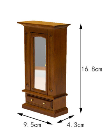 1:12 Dollhouse Mini Furniture Model Master Bedroom Scene Decoration Wooden Wardrobe with Mirror